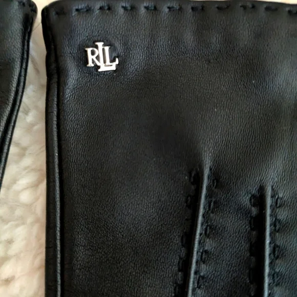 Lauren Ralph Lauren Pick Stitch Genuine Leather Touch Gloves.Never Worn.